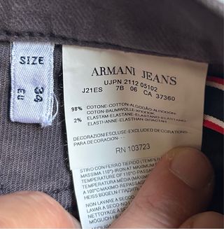 Pantalón Armani Jeans Talla 34 gris