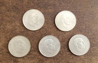 5 monedas DIFERENTES de 100 pesetas de plata 1966