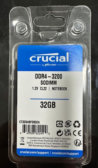 RAM DDR4 SODIMM 32 GB 3200 CRUCIAL (PORTATIL)