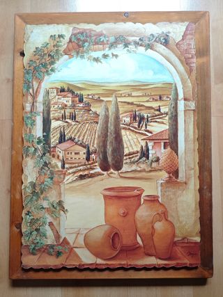 Cuadro Paisaje Italiano Marco Madera