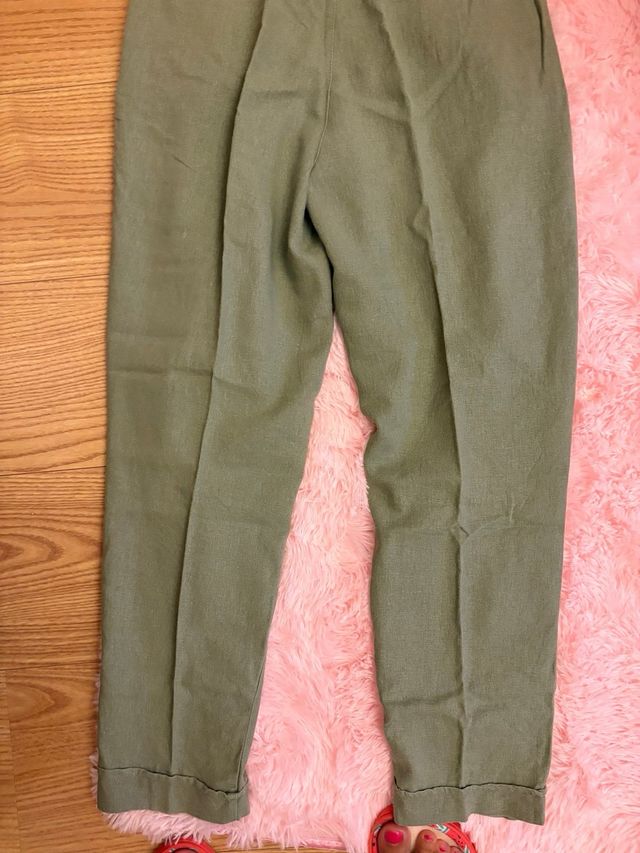 Pantalón Springfield T.34 Lino Verde Oliva