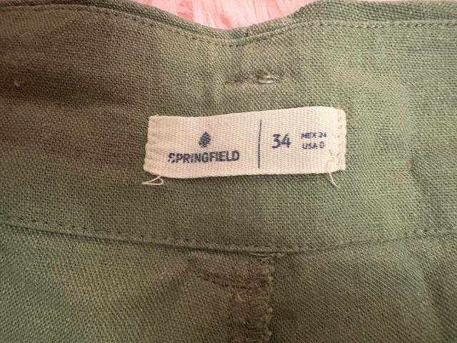 Pantalón Springfield T.34 Lino Verde Oliva