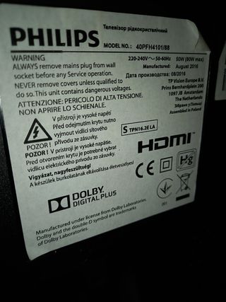 TV Philips 40 pulgadas Negro + adaptador smart tv