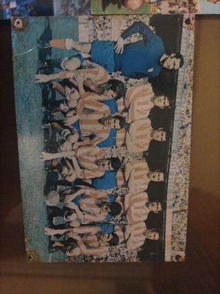 3Postales fútbol años 60 Málaga, At. Madrid, Depor