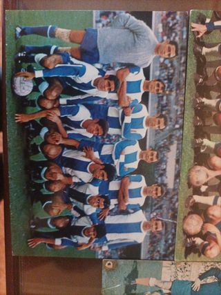 3Postales fútbol años 60 Málaga, At. Madrid, Depor