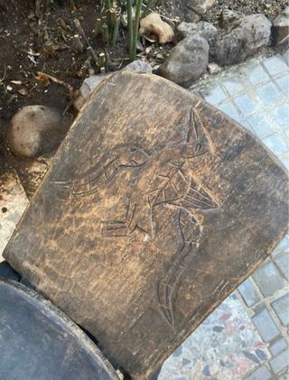 Sgabello Africano Antico Legno Scolpito