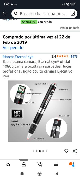 Bolígrafo espía HD 1080p