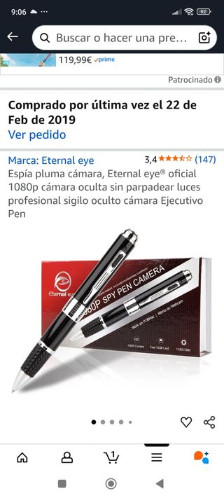 Bolígrafo espía HD 1080p