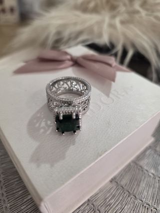 Anillo Plata Filigrana Esmeralda