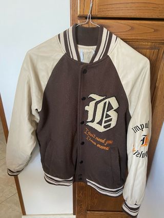 Giacca college marrone e beige