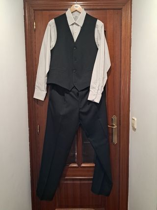 Traje de hombre negro 3 piezas + camisa