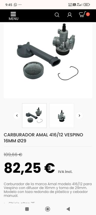 Carburador Amal 416 toma 29. Comprado en v Ferrer