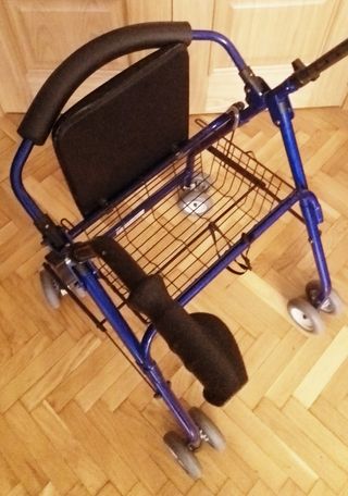 Rollator. Andador plegable 4 ruedas dobles. Cesta.
