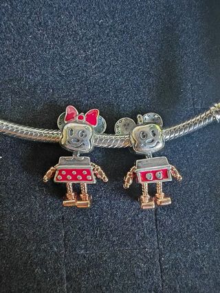 Charms Mickey y Minnie Robots Plata