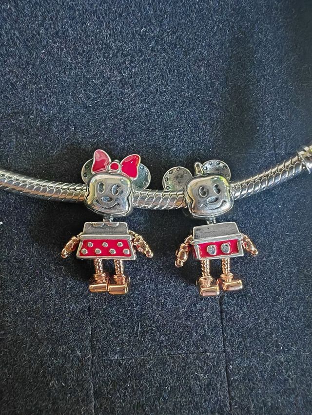 Charms Mickey y Minnie Robots Plata