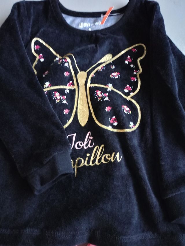 Pijama niña mariposa y flores