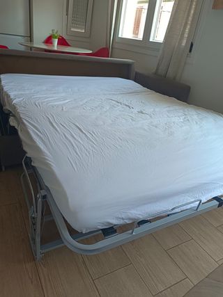 Sofá Cama Beige/Marrón Tela