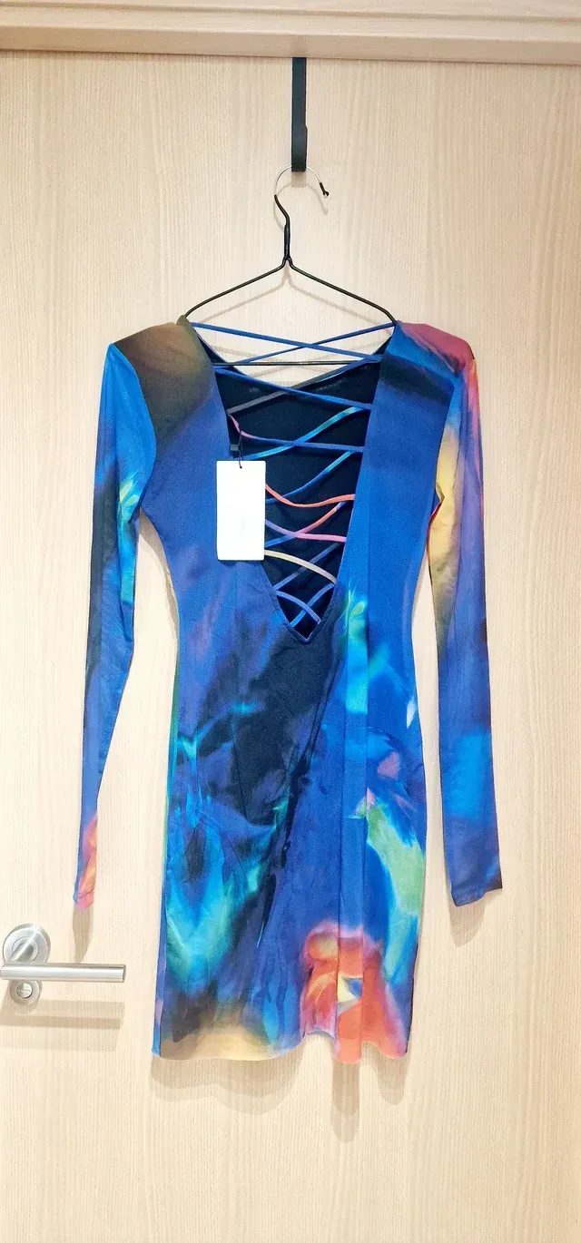 Vestido tull estampado multicolor elástico Zara