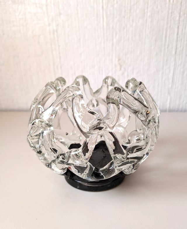 Portavelas cuenco cristal soplado