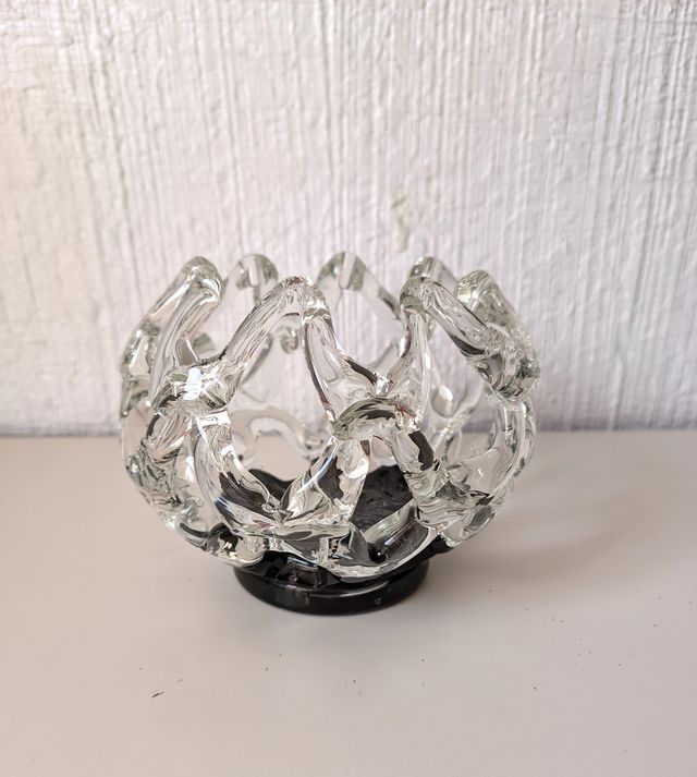 Portavelas cuenco cristal soplado