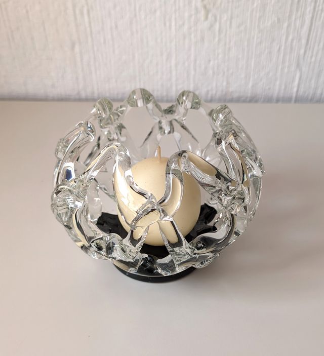 Portavelas cuenco cristal soplado