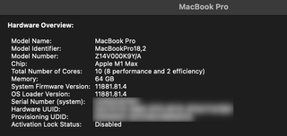 MacBook Pro M1 Max 64GB RAM 2TB SSD