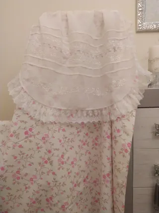Tela traje huertana beige y rosa