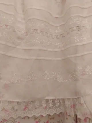 Tela traje huertana beige y rosa