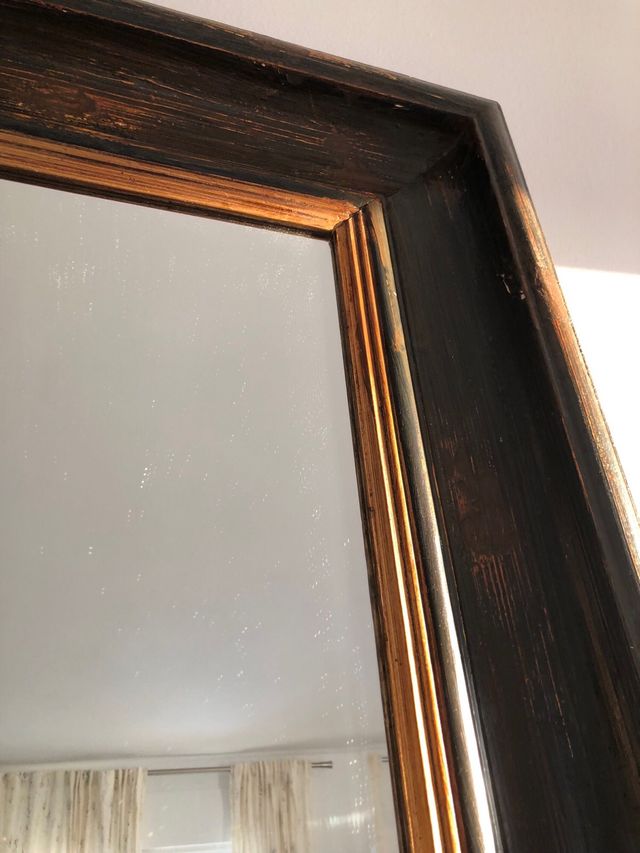 Espejo Grande Madera Oscura Vintage