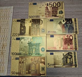 Billetes de Euro Bañados en Oro