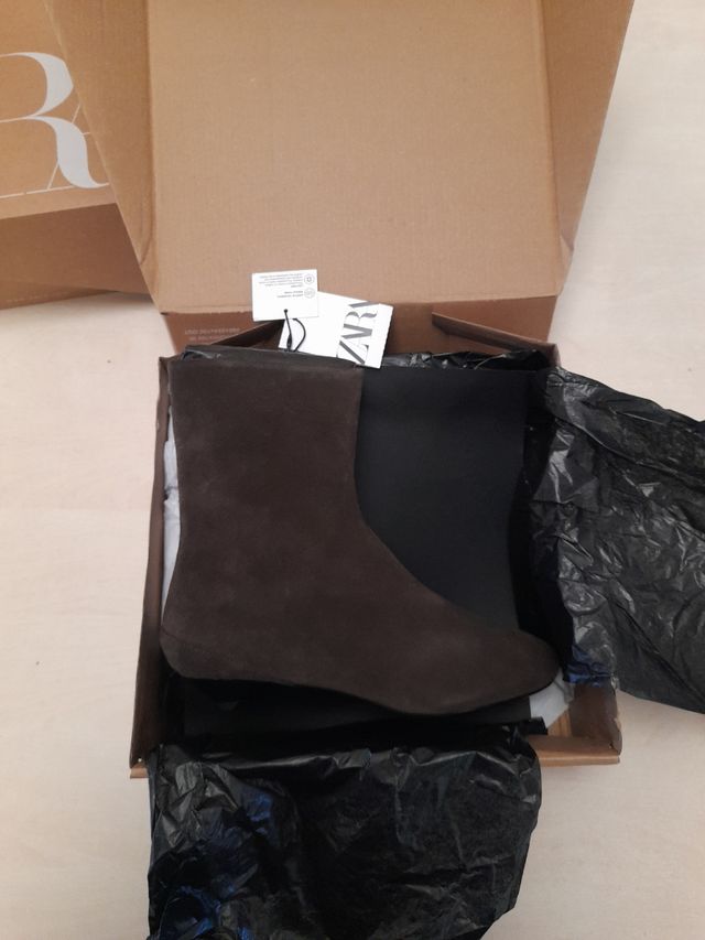 Botas Zara Cuero Talla 37 Marrón