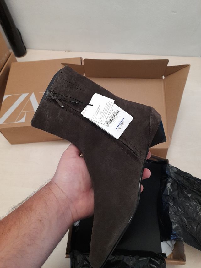 Botas Zara Cuero Talla 37 Marrón