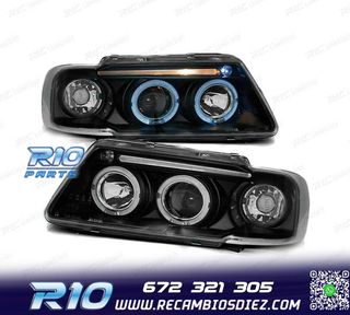 FAROS OJOS ANGEL PARA AUDI A3 8L 96-00 FONDO NEGRO