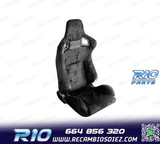 ASIENTO DEPORTIVO SEMI BAQUET ESTILO RS ALCÁNTARA NEGRA