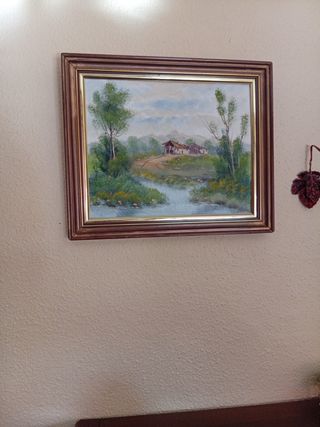 Cuadro con bastidor de lienzo al óleo de paisaje