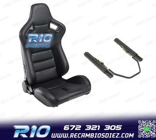 ASIENTO DEPORTIVO SEMI BAQUET ESTILO RS CUERO NEGRO Y CORRED