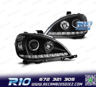 FAROS PARA MERCEDES ML W163 CLASE M 98-01 DAYLIGHT NEGROS