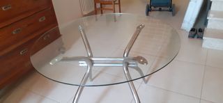 Tavolo cristallo e metallo