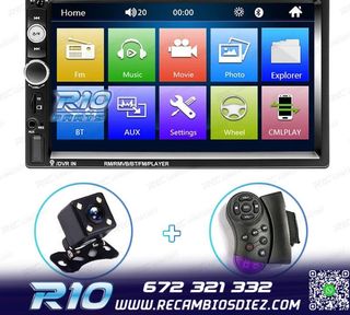 RADIO 2DIN 7" TÁCTIL BLUETOOTH USB SD + CAMARA MARCHA ATRÁ