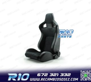 ASIENTO DEPORTIVO SEMI BAQUET ESTILO RS ALCANTARA CUERO NEGR