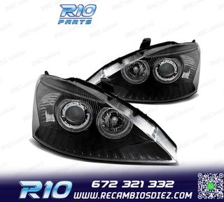 FAROS OJOS ANGEL PARA FORD FOCUS 01-04 FONDO NEGRO