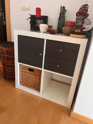 Mueble de Almacenamiento Blanco y Negro