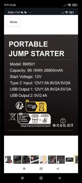 BRPOM 4000A Arrancador de Coches, Jump Starter Por