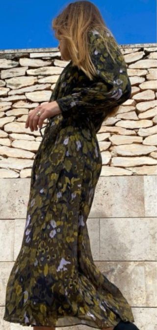Vestido Boho Zara Verde Talla M