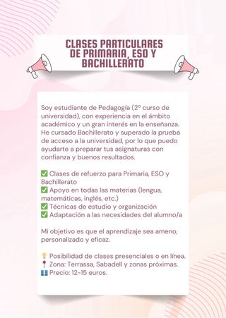 Clases de Primaria , ESO y Bachillerato