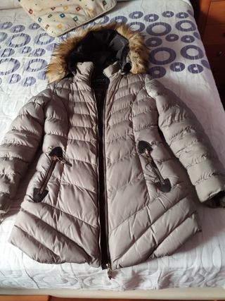 Plumas gris capucha pelo forro interior
