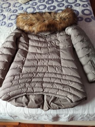 Plumas gris capucha pelo forro interior