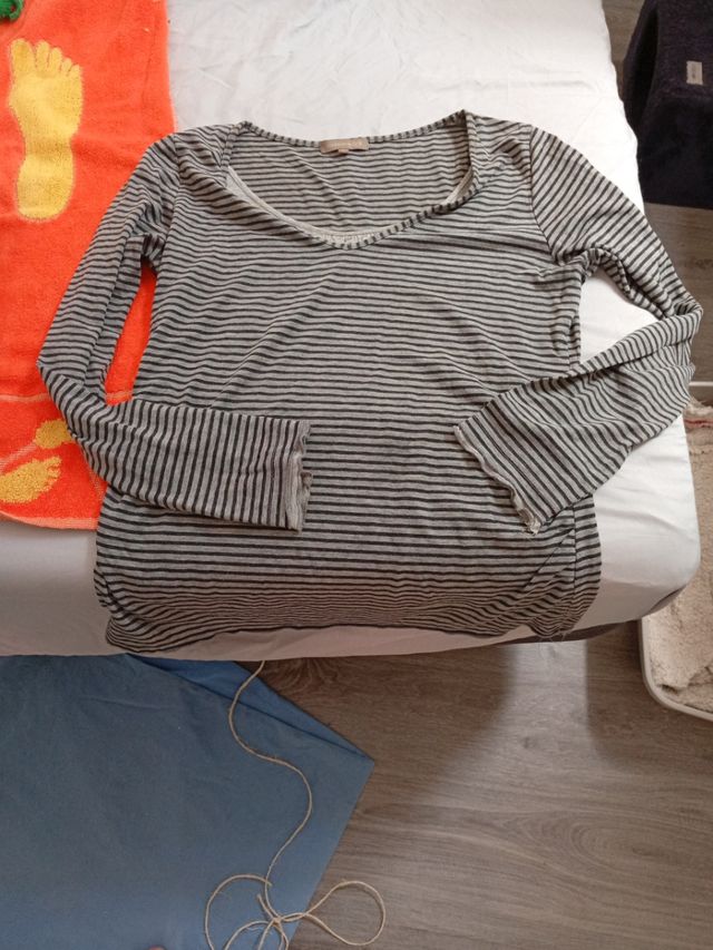 Camiseta Casualwoman Tex Rayas Gris Talla L