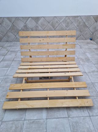 Tumbona doble de madera para jardín
