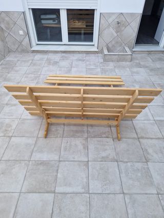 Tumbona doble de madera para jardín